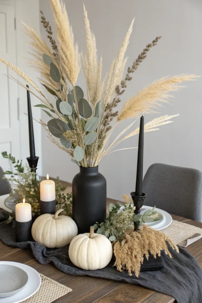 6 dried florals pampas grass a dining table c