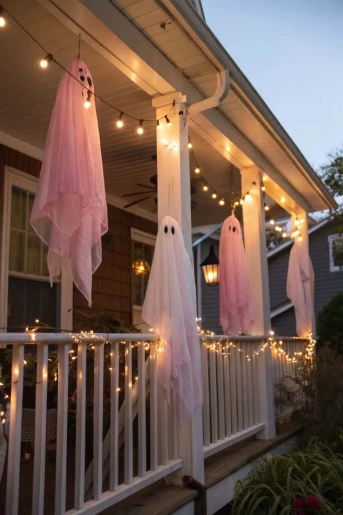 6 pink ghosts fabric ghosts dyed in light pink h