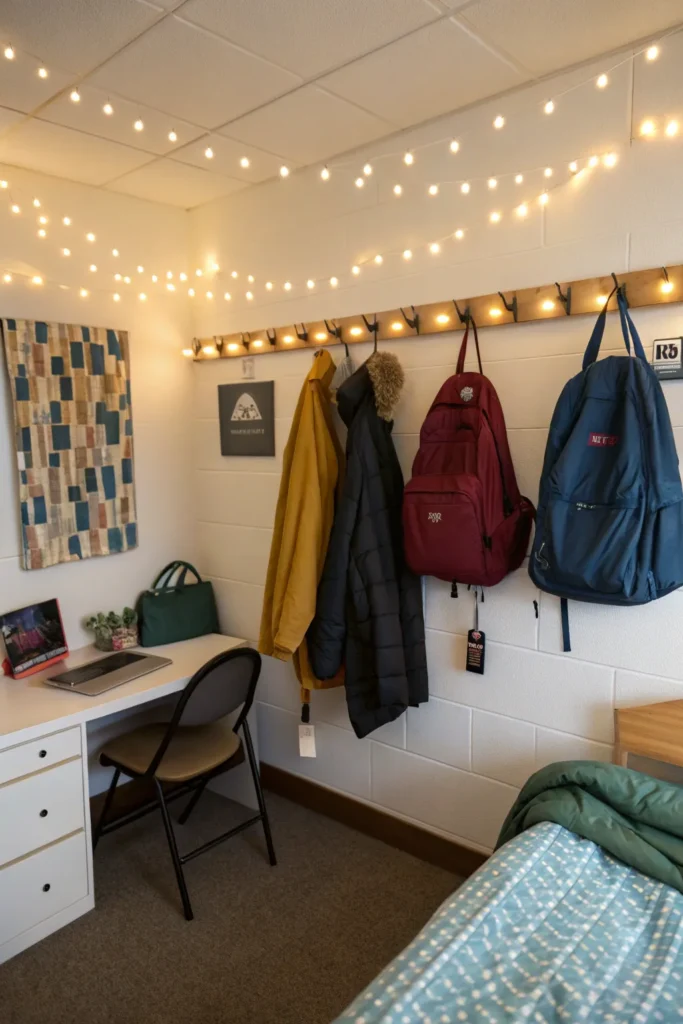 6 removable wall hooks with bags jackets and s