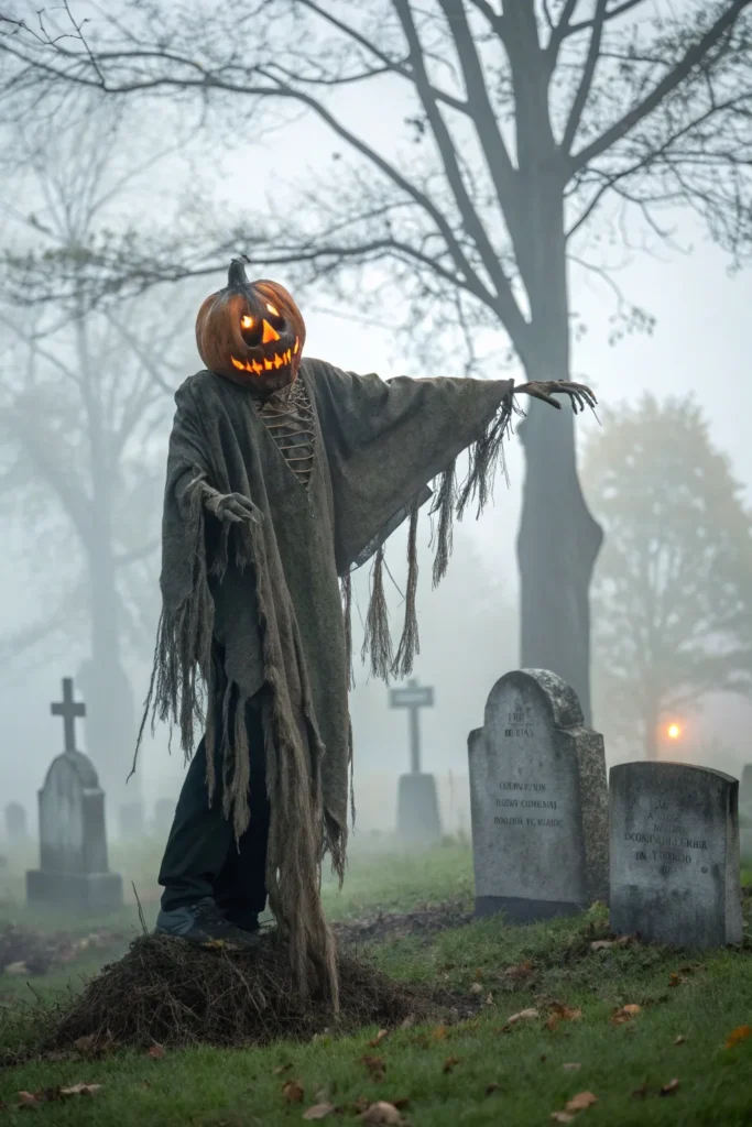 6 scarecrow graveyard a creepy skeletal scarecro