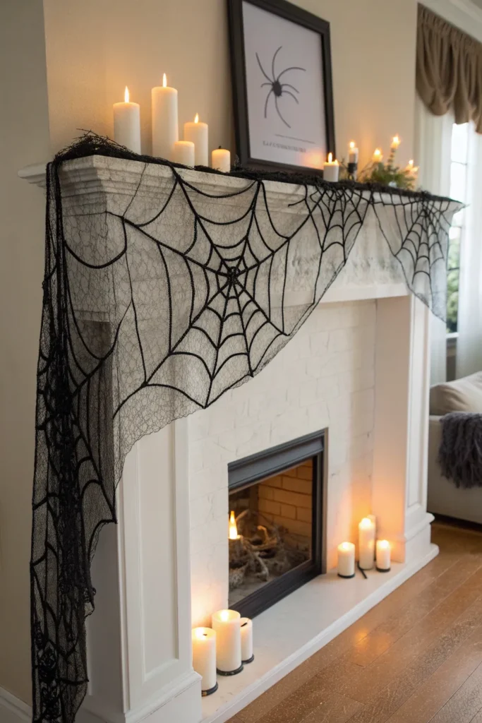 6 spider web accents living room with black spi