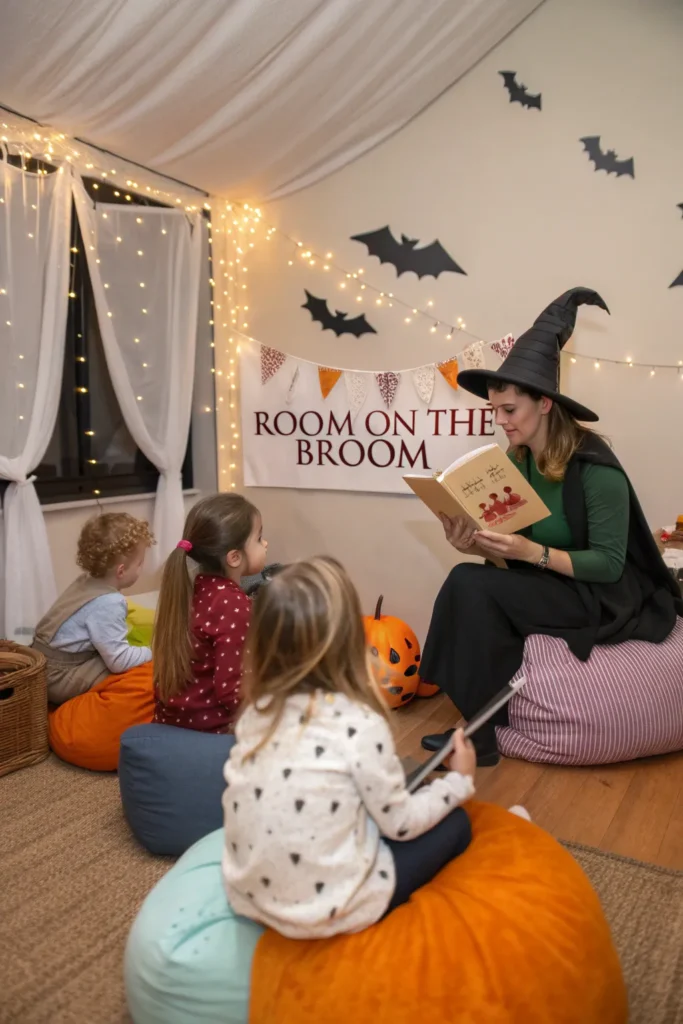 6 storytime corner with children sitting on cush