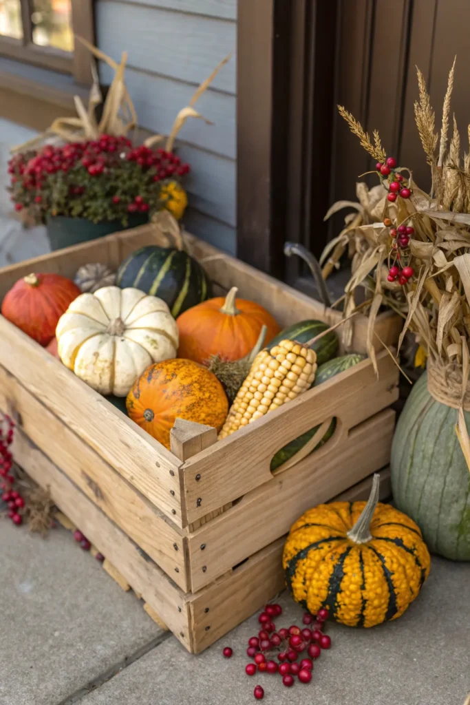 6 wooden crate filled with squash realistic wood