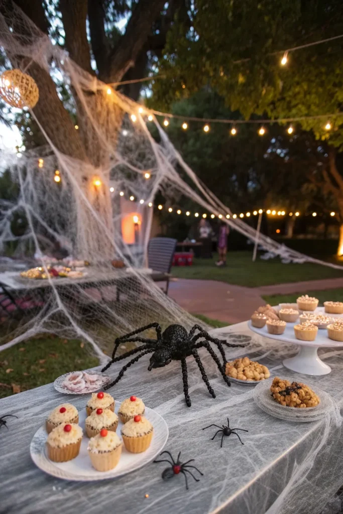 7 a spider web themed outdoor halloween party se