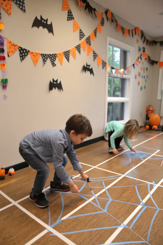 7 a spider web walking game on the floor made wi