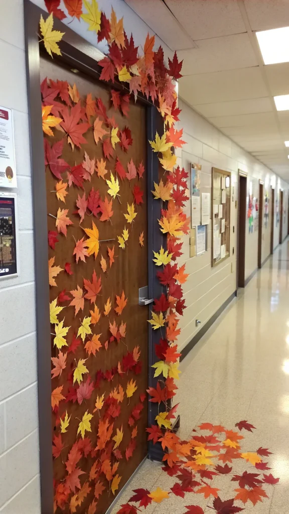 7 falling leaves display door with cascading au