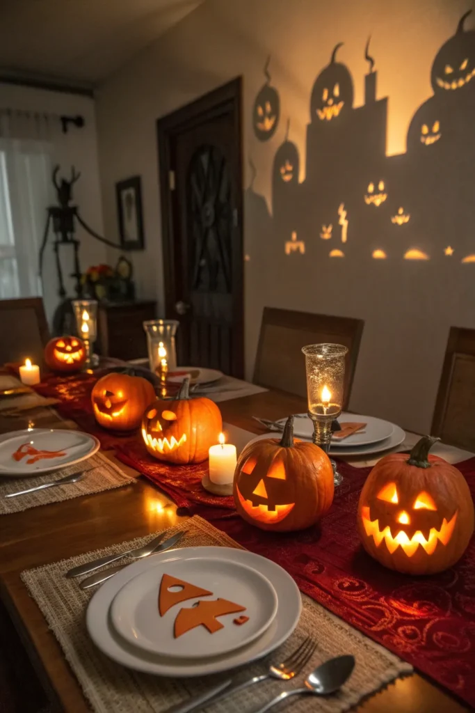 7 glowing jack o lanterns halloween dining tab