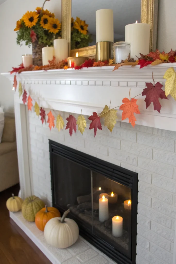 7 leaf garland a cozy living room mantel with a