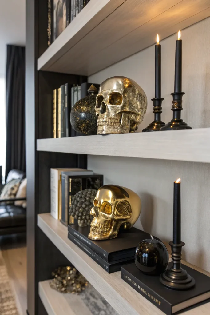 7 metallic skull accents elegant living room she