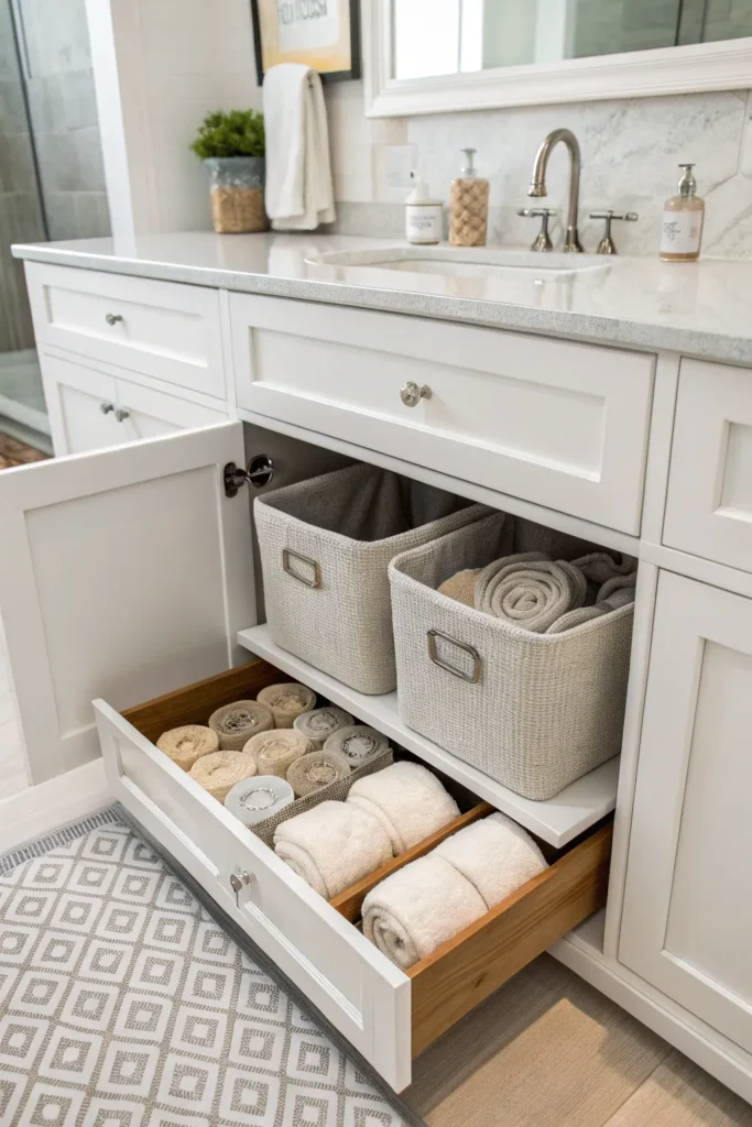 8 a bathroom vanity with under sink cabinet stor