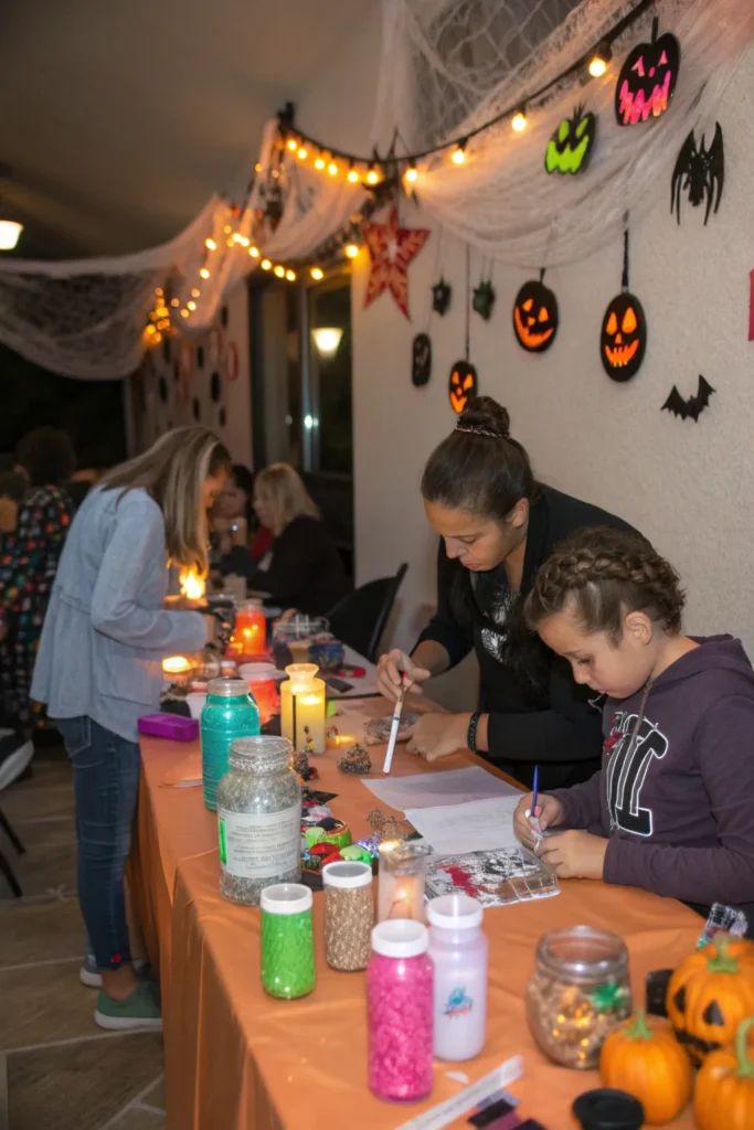 8 a crafting table with supplies jars paint g 1