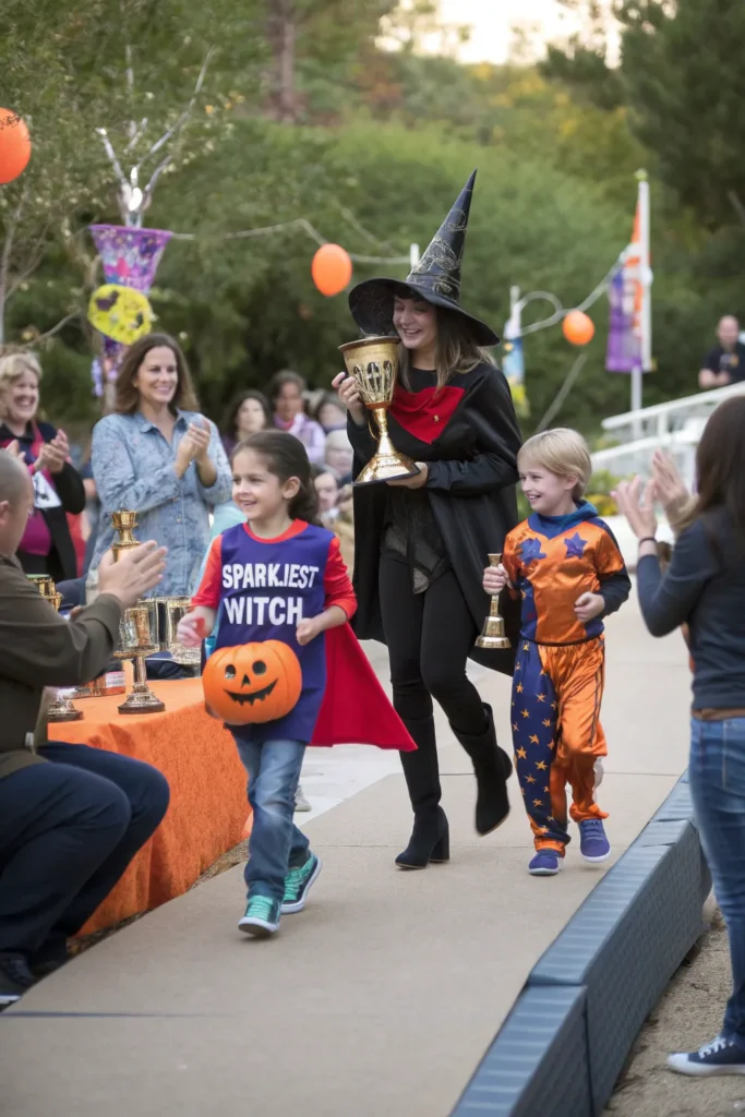 8 a halloween costume parade scene with children