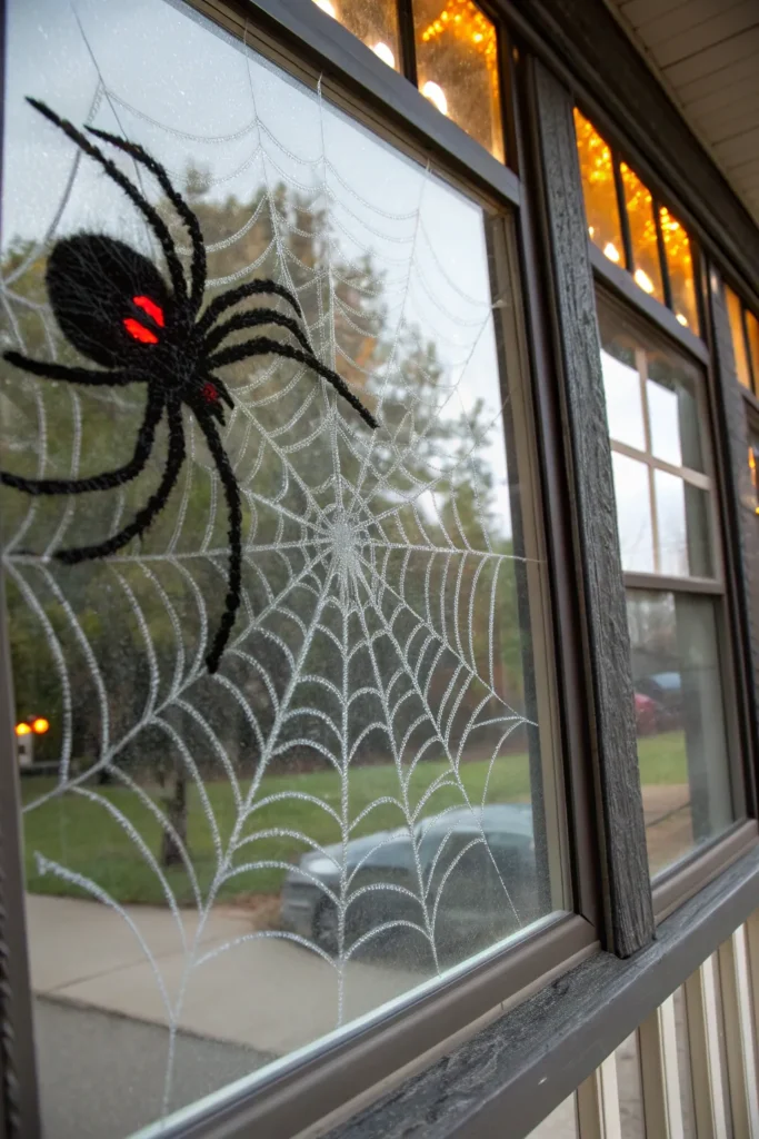 8 a realistic window painting of a giant black s