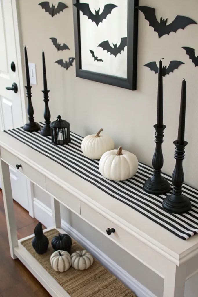 8 a sleek modern entry table decorated in black