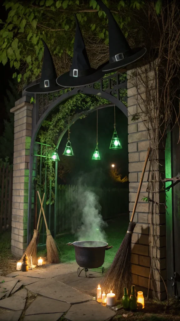 8 a witchy halloween archway with floating witch