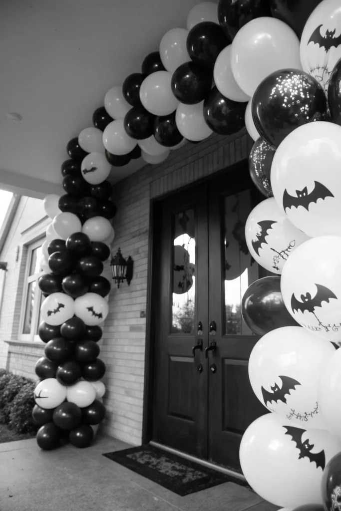 8 black and white balloons entryway balloon arc