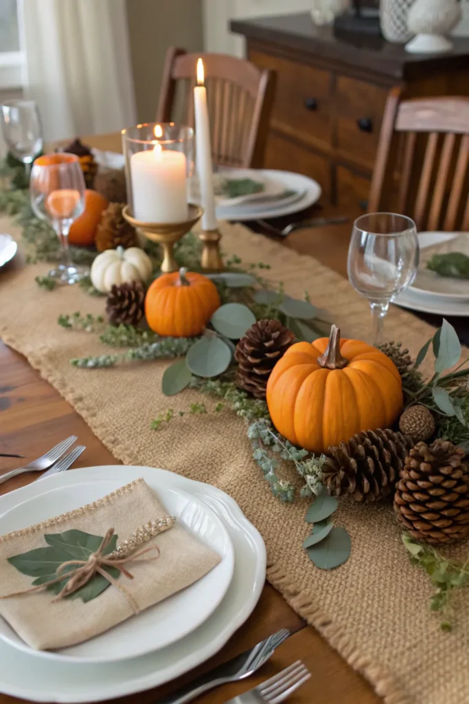 8 burlap runner with pumpkins realistic thanksgi