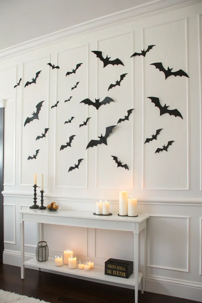 8 minimalist bat silhouettes a crisp white wall d