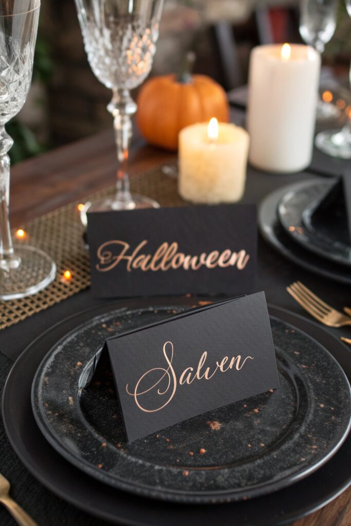 8 mysterious place cards halloween table styled