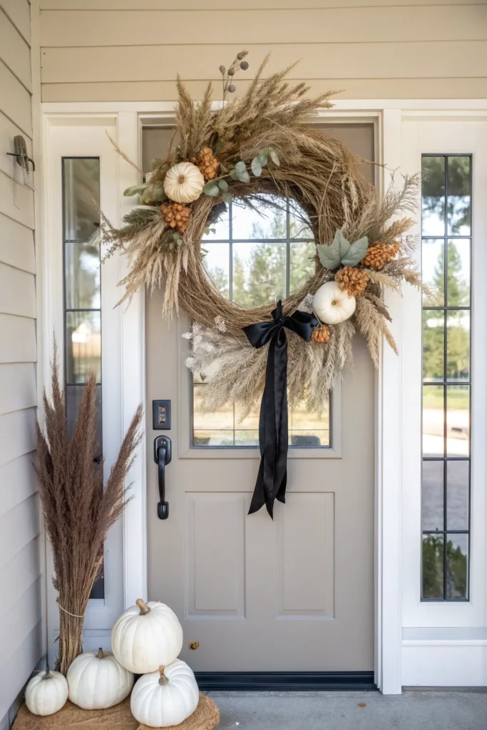 8 neutral halloween wreath a front door styled