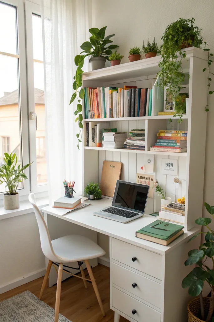 8 small dorm desk with a hutch and shelf riser