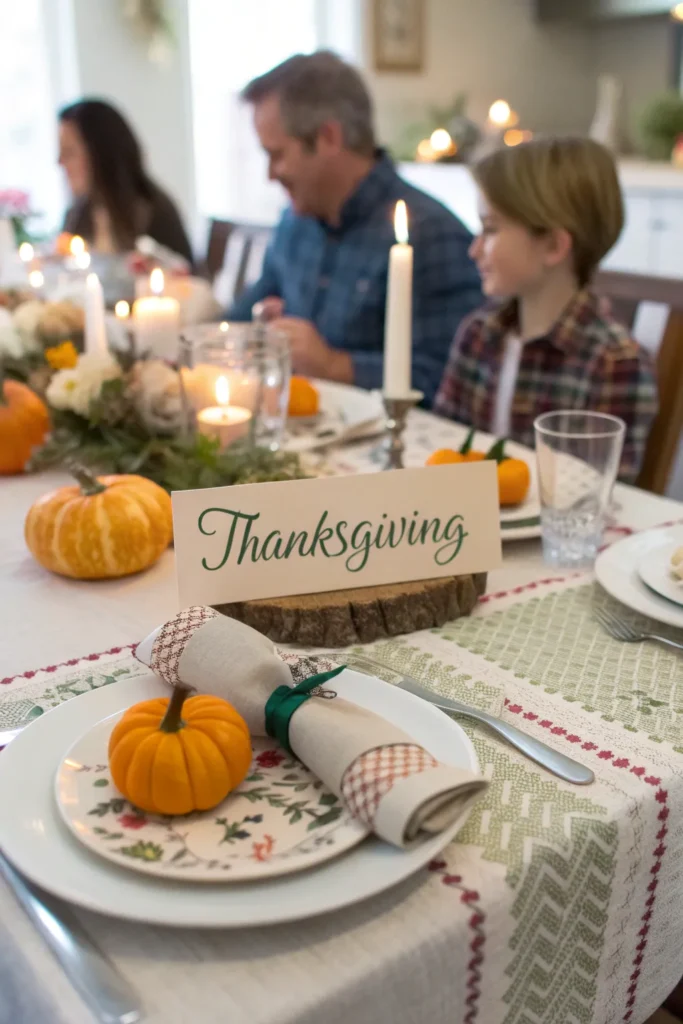 8 thanksgiving table with personalized place car