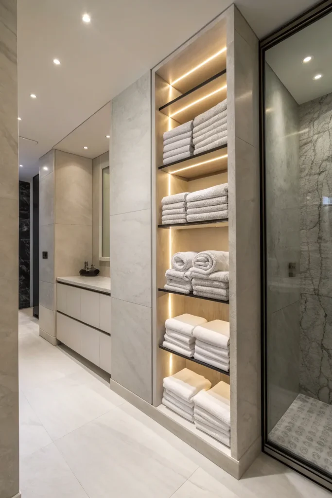 9 a sleek modern bathroom with built in towel n