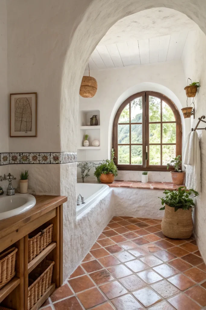 9 mediterranean inspired bathroom with terracott