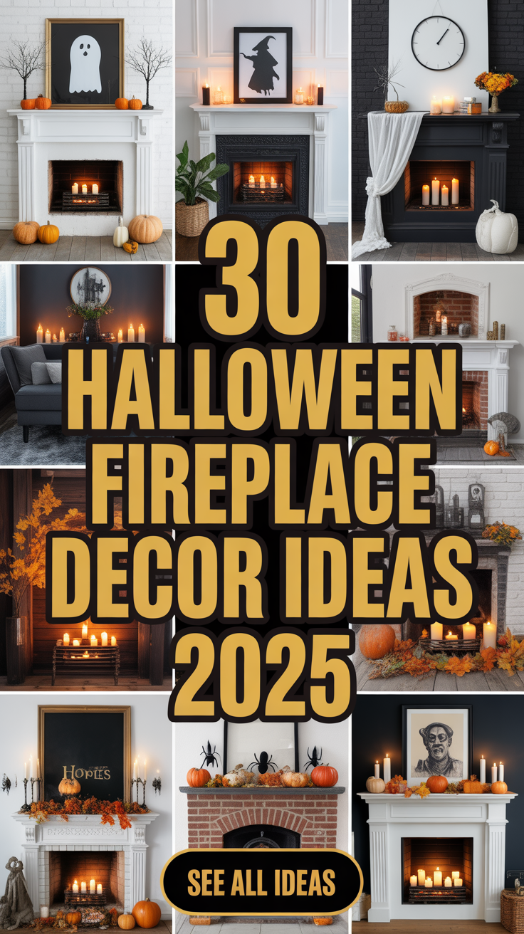 30 Stylish Halloween Fireplace Mantel Decor Ideas