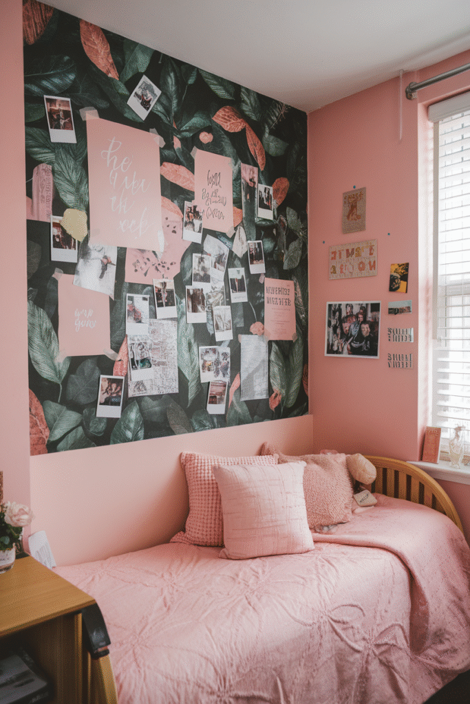 0005 1 5 pink and green photo collage wall in d ti7T 19cTau5C0MvmUvpzQ 4LcnGQm9QUmGhUASgoWbVA