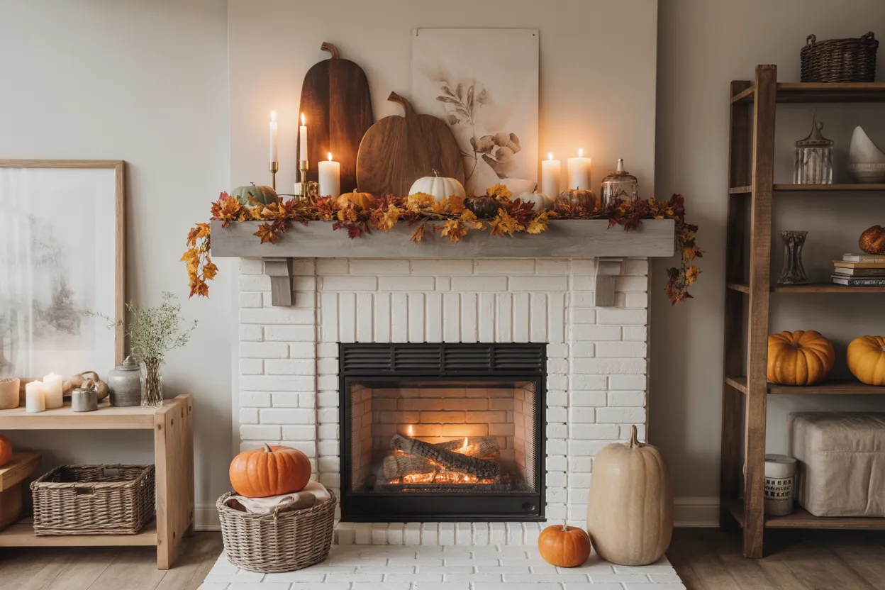 Fall Fireplace Decor
