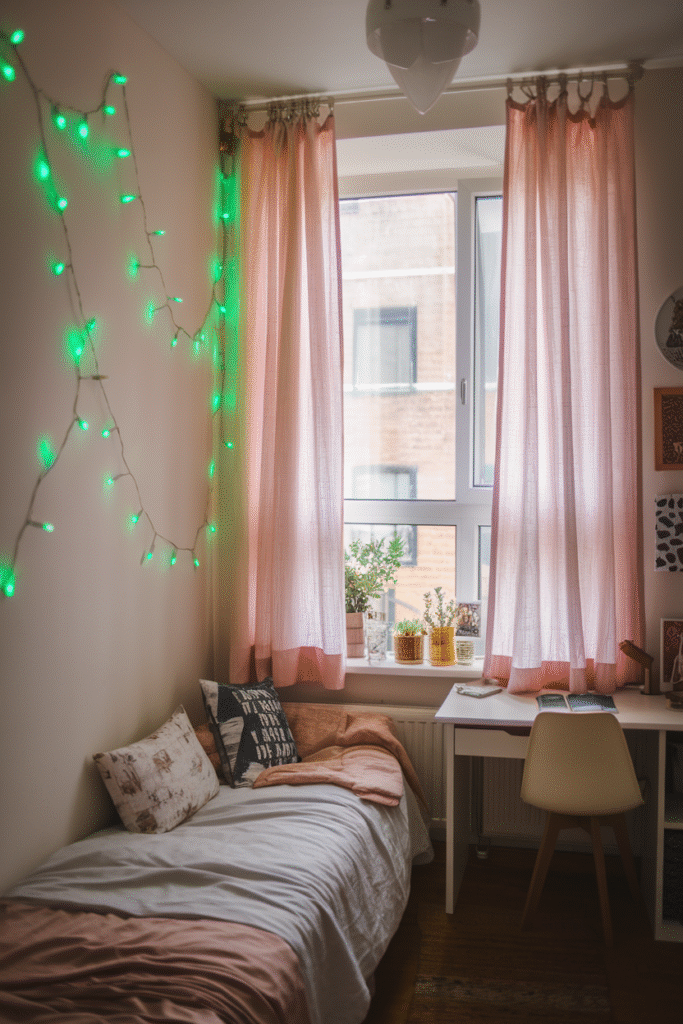 0007 1 7 dorm window with light pink curtains g E0e n3EST96ZBUrkaDLoBQ ZkL 9yTKTryWyvay6 Jk4A