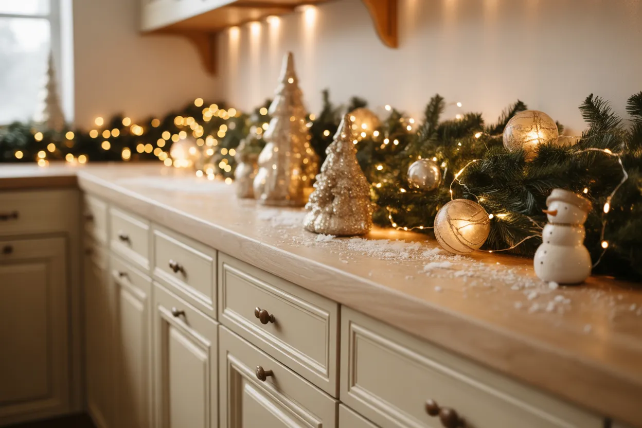 Above Cabinet Christmas Decor Ideas