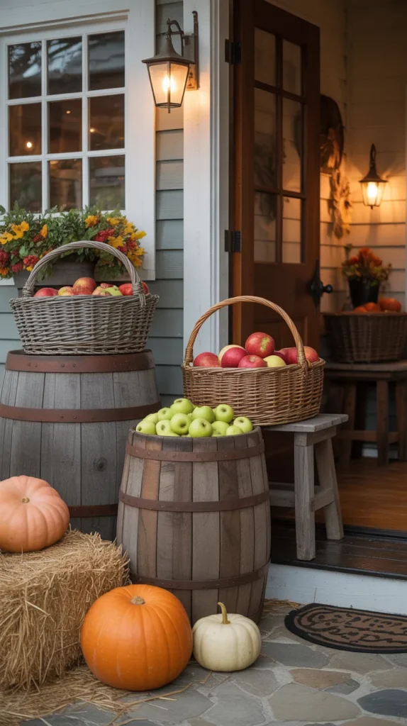 0016 1 19 cozy fall entryway with wooden barrel IQWuxFA2RUONmvKJDsFeBQ oEvE83iVS7 tC89YEosMBw