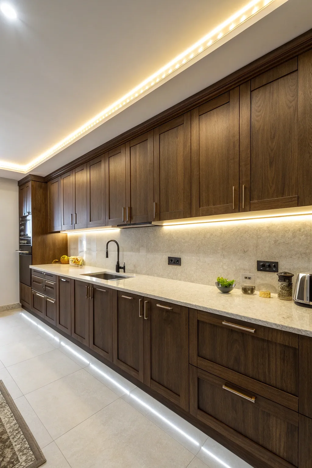 1 a modern kitchen with dark wood cabinets a co