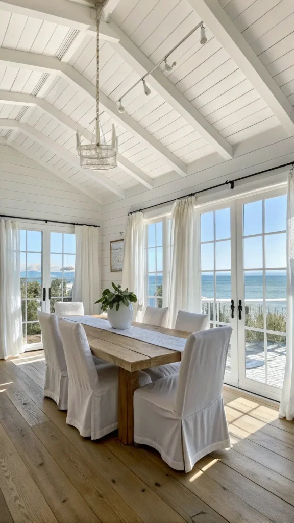 10 Coastal Dining Room Ideas for a Breezy, Beachy Feel 1 a realistic coastal dining room photographed i