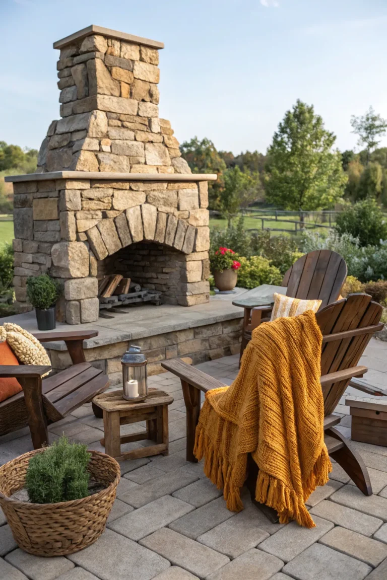 15 Fall Outdoor Fireplace Decor Ideas to Create Warm Ambiance