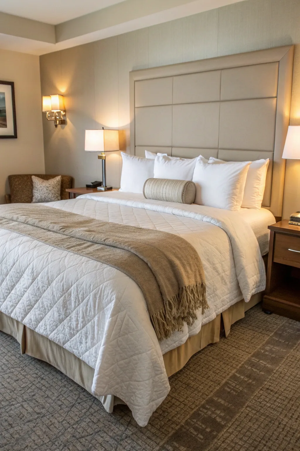 1 ultra realistic neutral dorm room with hotel s