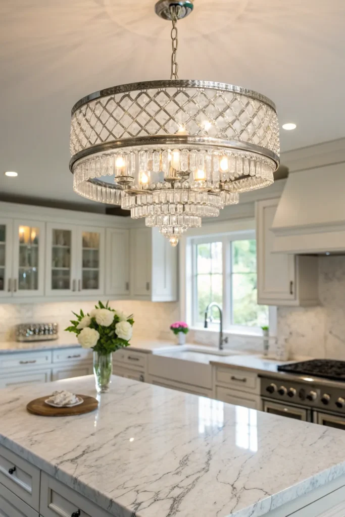 10 a glamorous kitchen with marble countertops