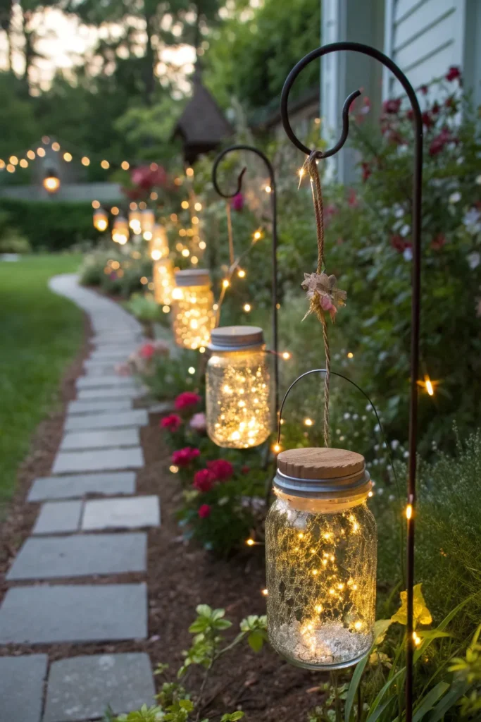 10 a row of mason jars hanging from shepherd s h
