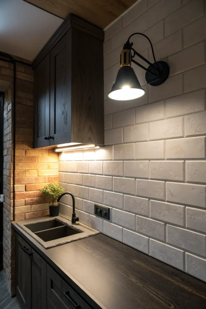 10 a small kitchen with a dark corner a single