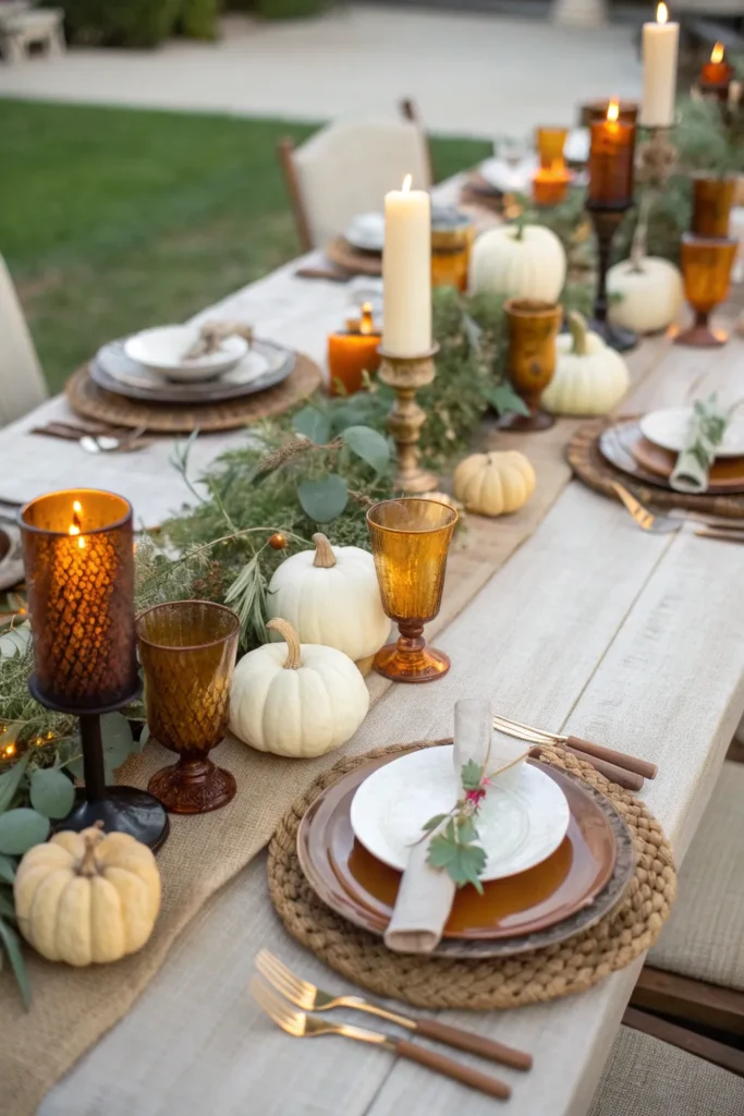 10 an elegantly set outdoor dining table with a