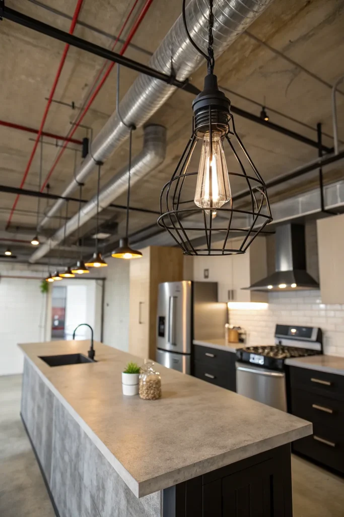 10 an industrial modern kitchen with exposed duc