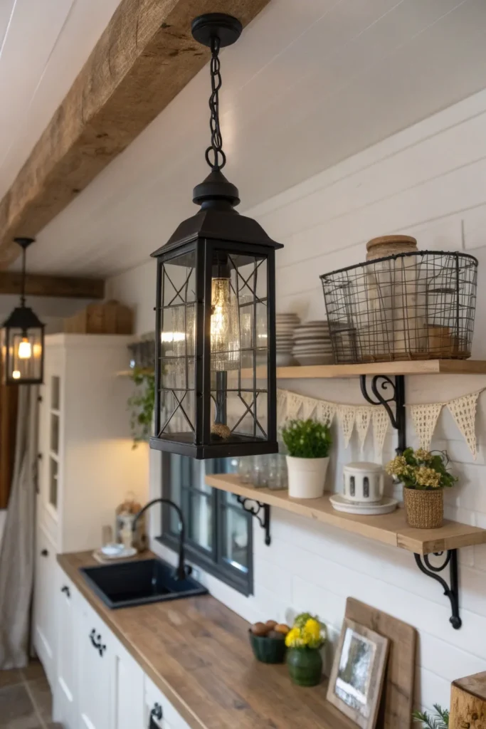 11 a cottage core kitchen bar with open shelving