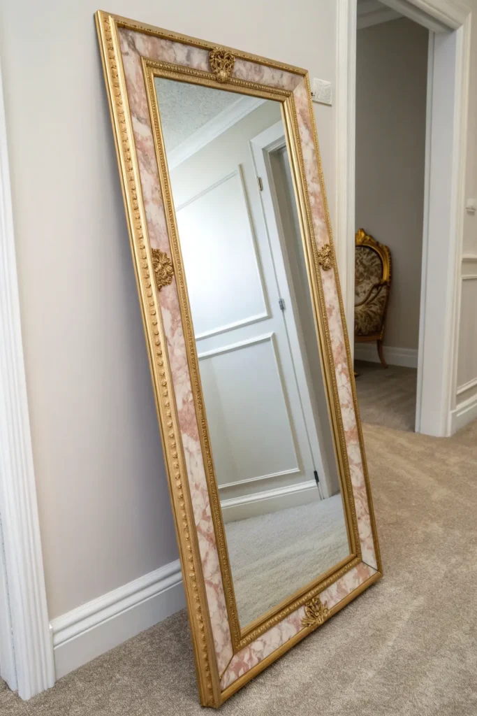 11 a large leaning full length mirror the fram