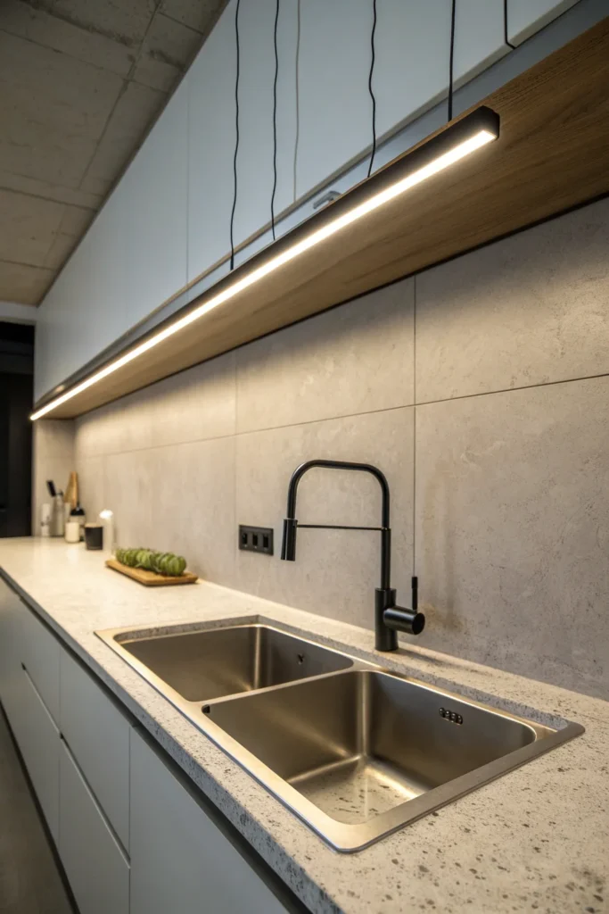 11 a long modern kitchen sink a sleek linear