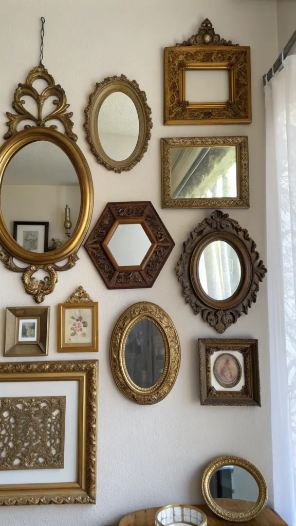 13 Dining Room Mirror Ideas to Brighten and Enlarge Your Space 11 a realistic eclectic cluster of vintage mirro