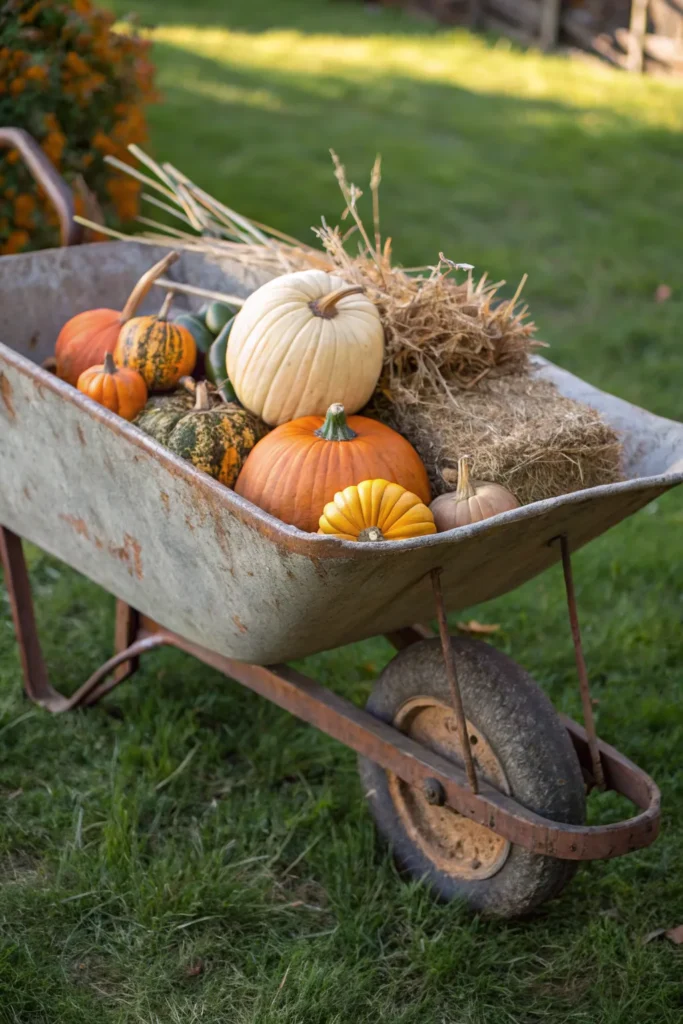 11 a rustic slightly rusty wheelbarrow position