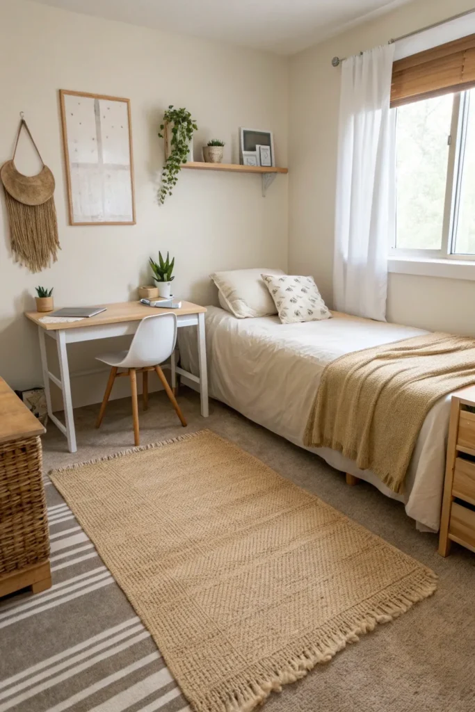 11 a subtle and peaceful dorm room with a minima