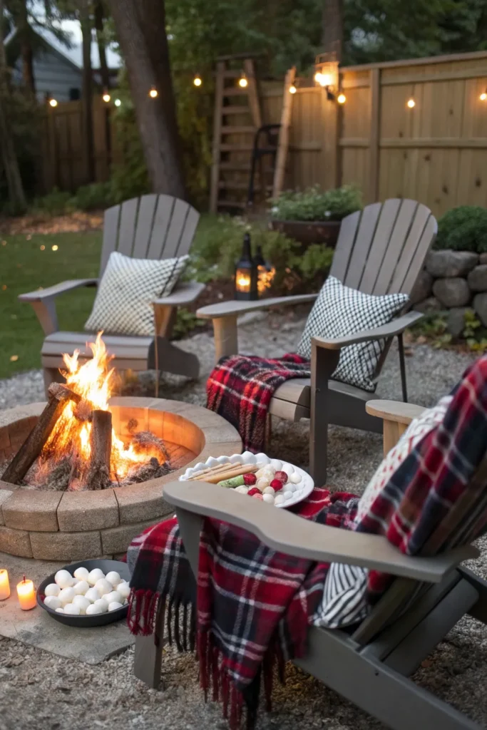 12 a cozy fire pit scene in a backyard comforta